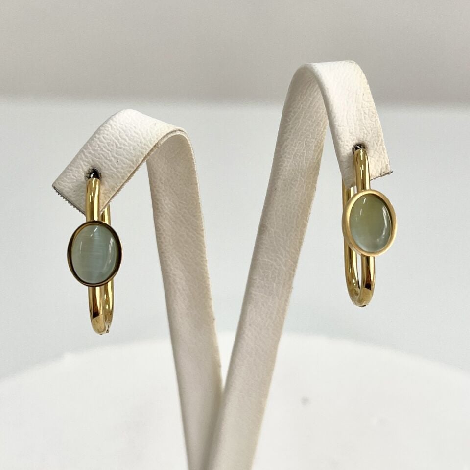 Çelik Kedi Gözü Taşı Küpe