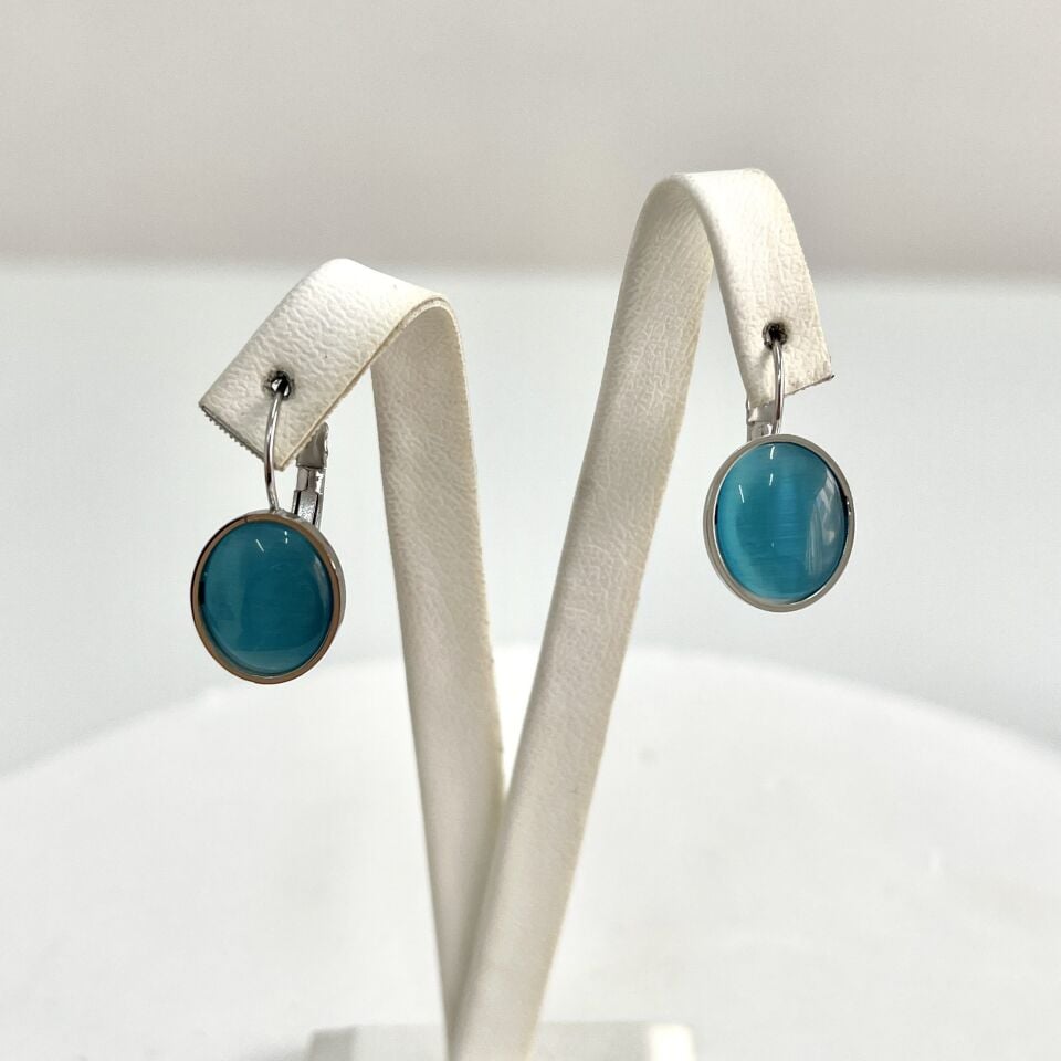 Çelik Kedi Gözü Taşı Küpe