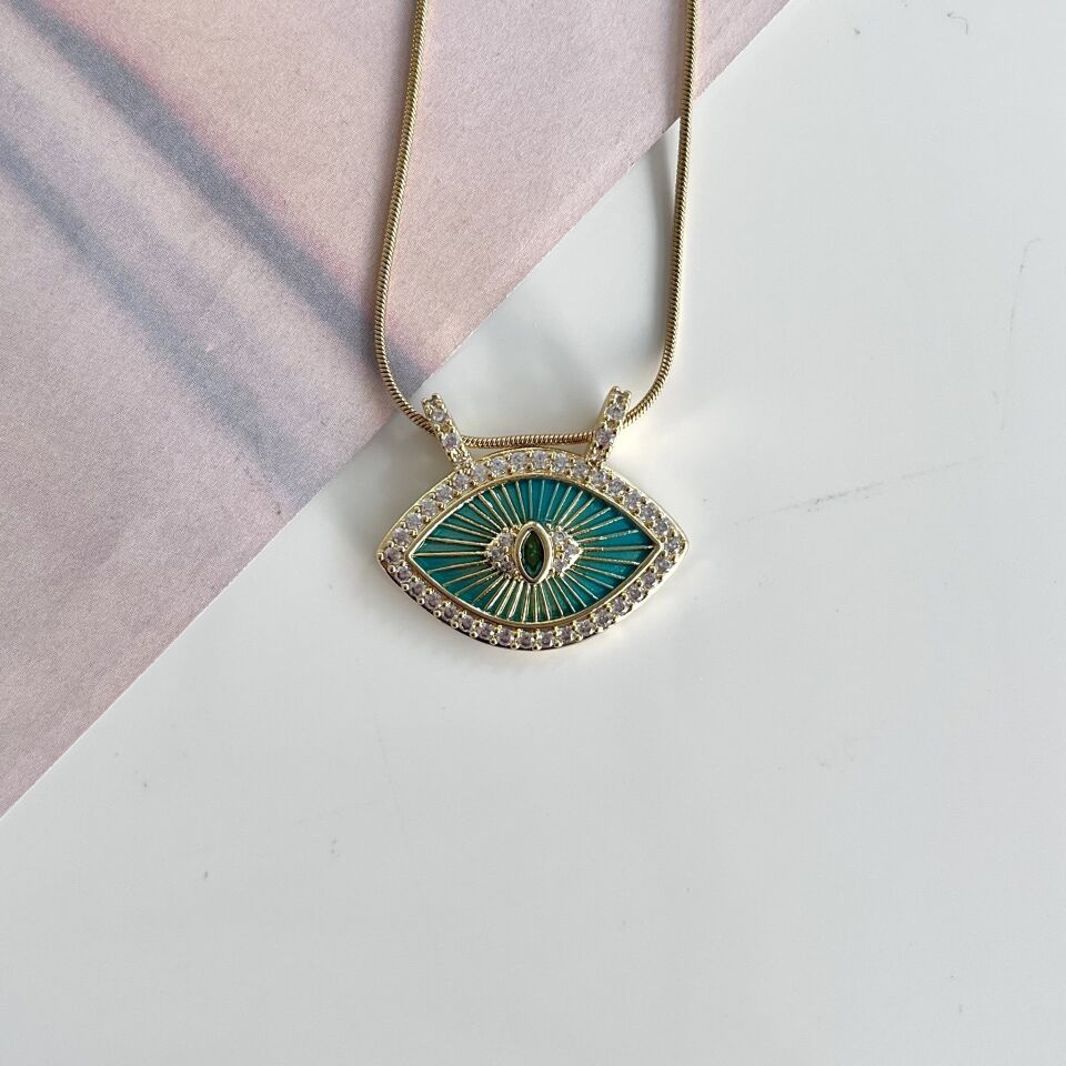 Çelik Taşlı Göz Kolye