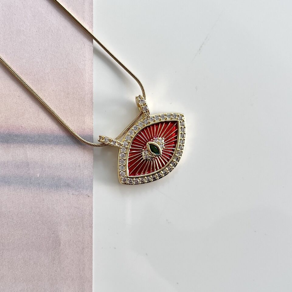 Çelik Taşlı Göz Kolye