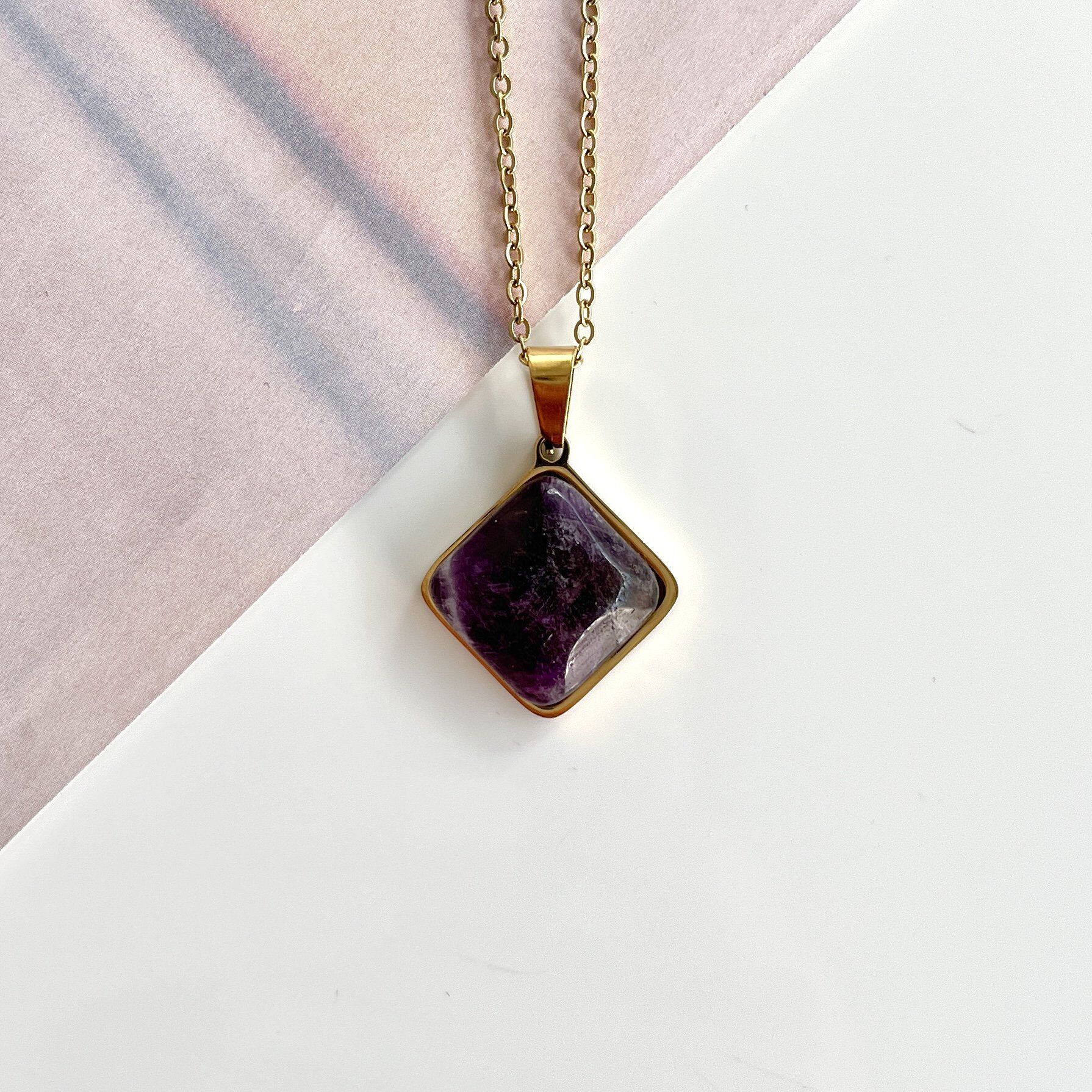 Çelik Ametist Kolye