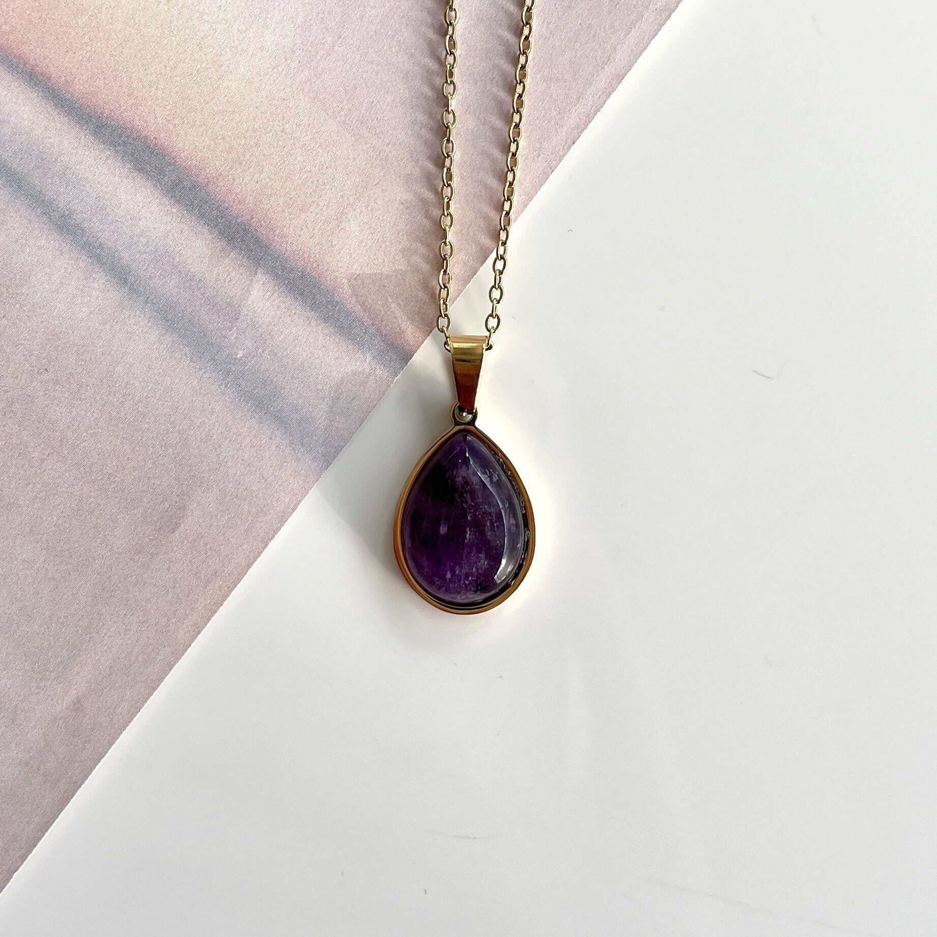 Çelik Ametist Kolye