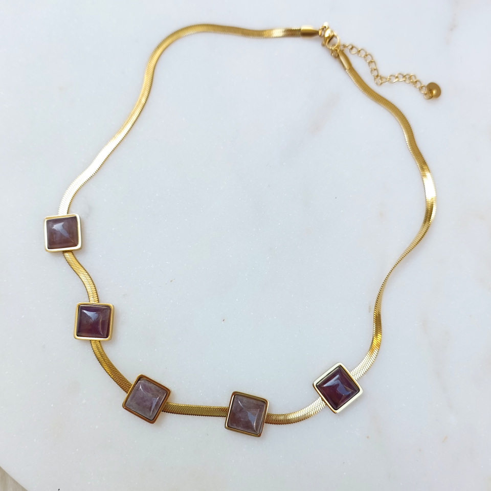 Çelik Ametist Kolye