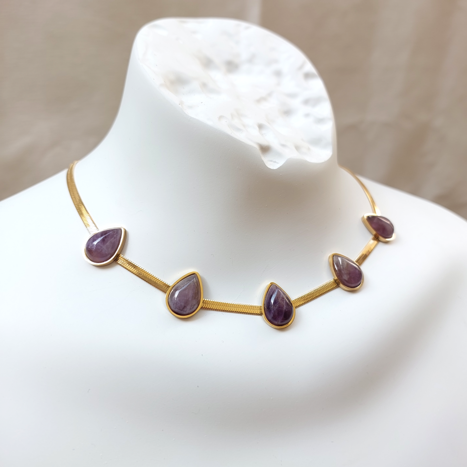 Çelik Ametist Kolye