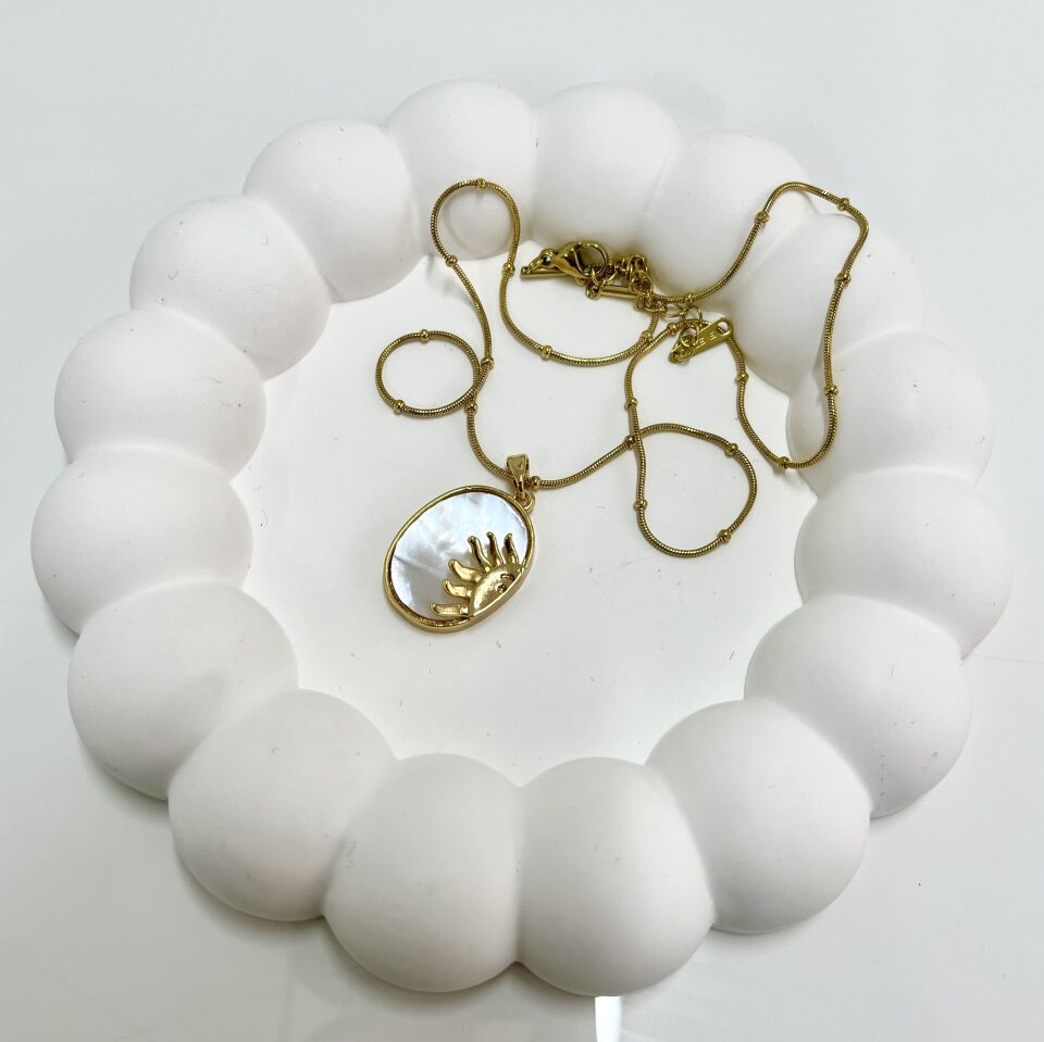 Çelik Sedef Taşı Güneş Kolye