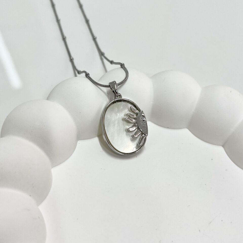 Çelik Sedef Taşı Güneş Kolye