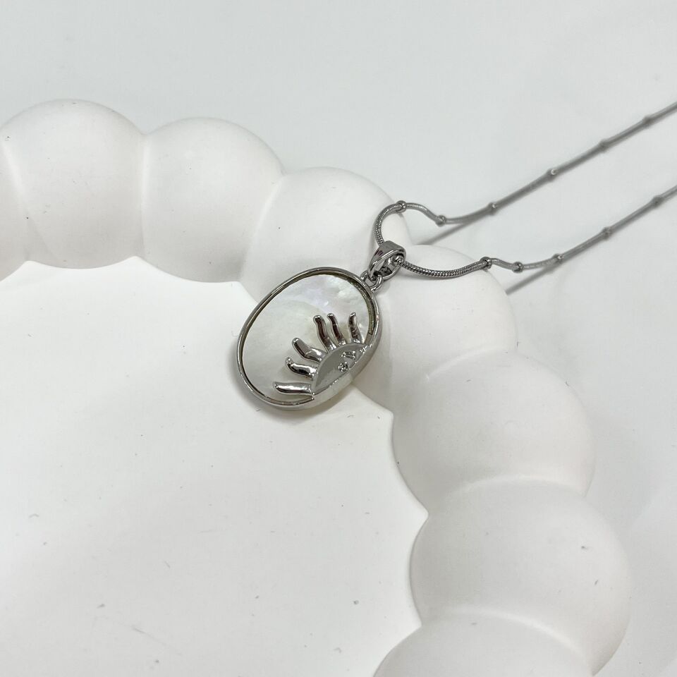 Çelik Sedef Taşı Güneş Kolye