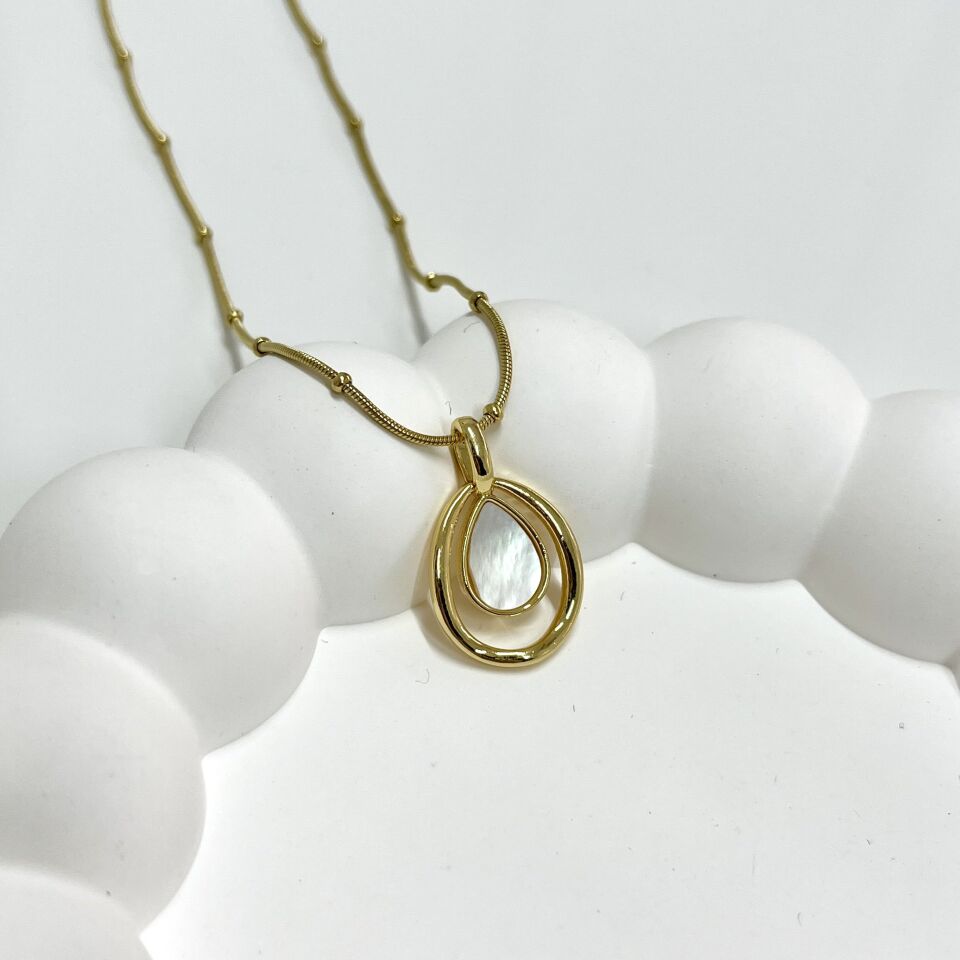 Çelik Sedef Taşı Damla Kolye