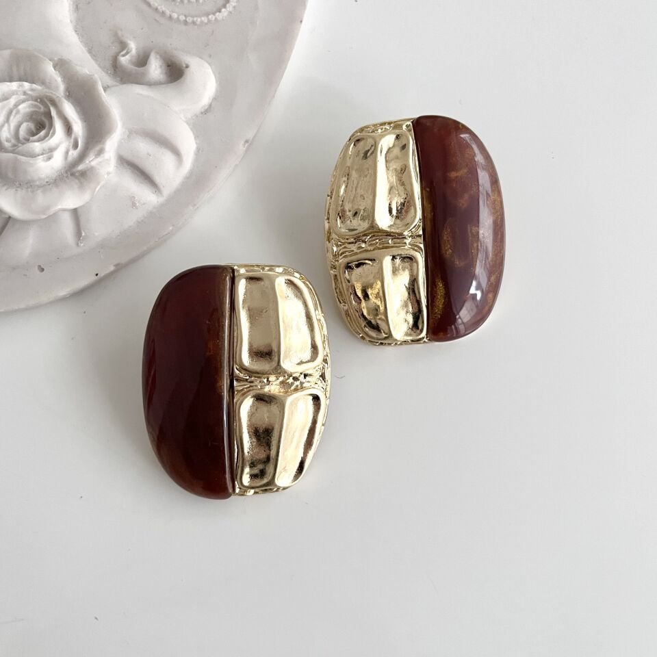 İthal Kahverengi Küpe