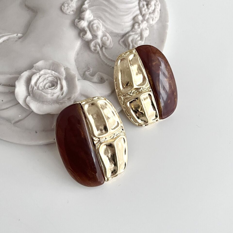 İthal Kahverengi Küpe