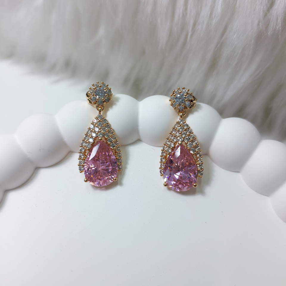 Xuping Zirkon Taşlı Pembe Küpe