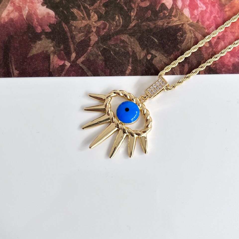 Çelik Mavi Göz Kolye