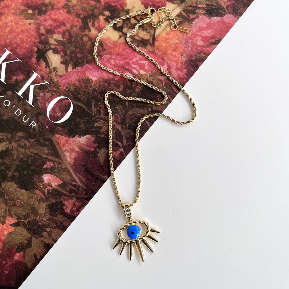 Çelik Mavi Göz Kolye