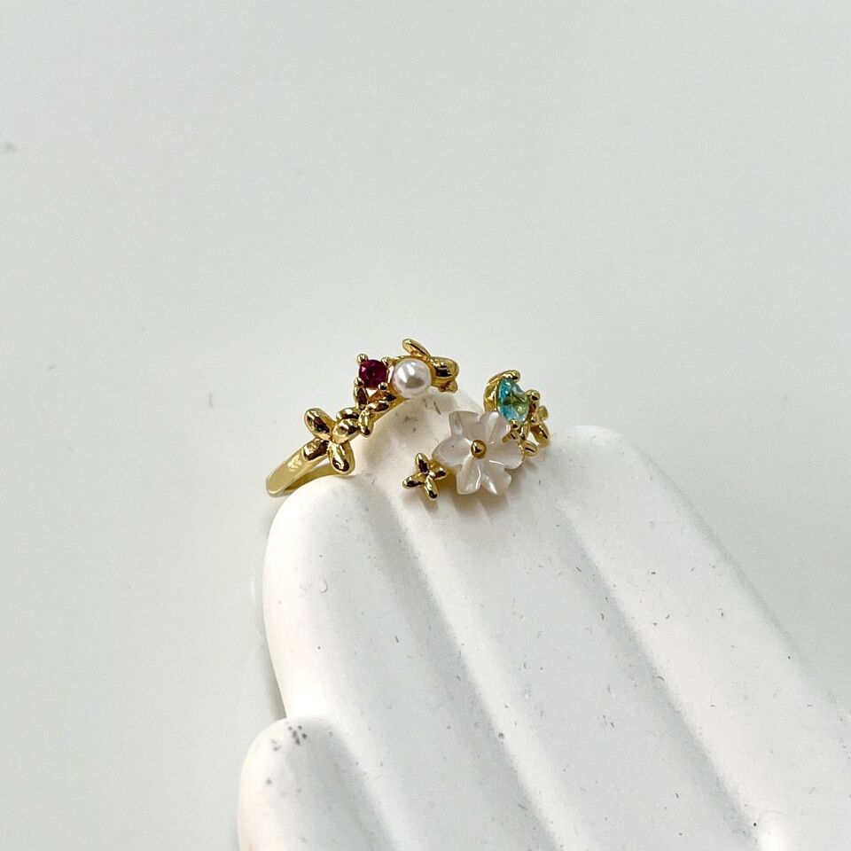 İnci Detay Çiçek Prenses Yüzük