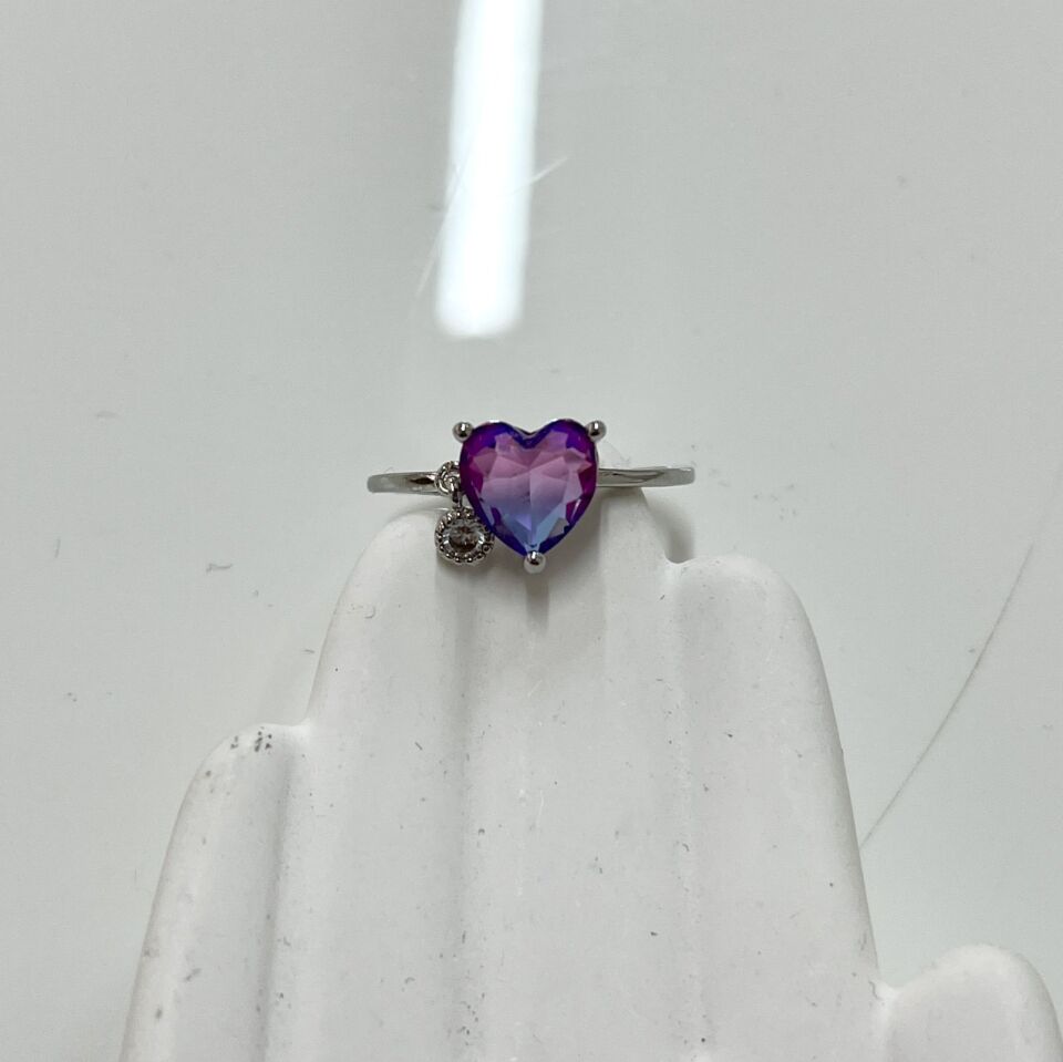 Gradyan Renkli Kalp Prenses Yüzük