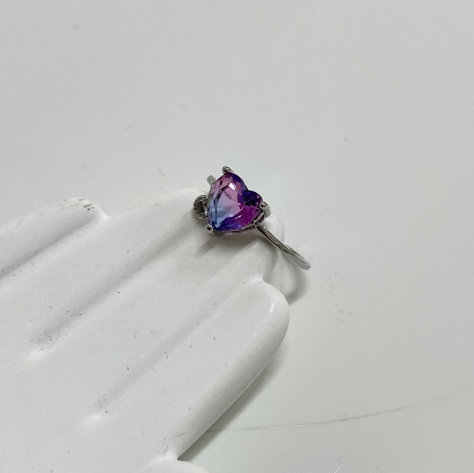 Gradyan Renkli Kalp Prenses Yüzük