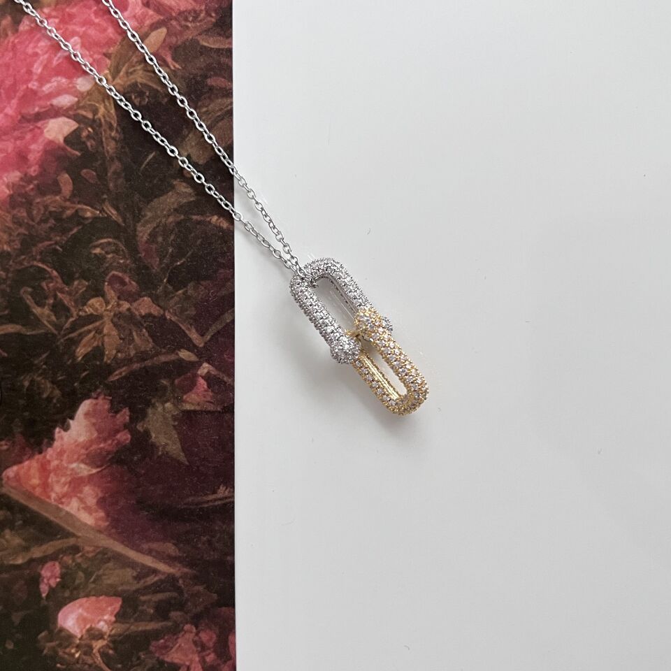 Çelik Zirkon Taşlı Tiffany Kolye