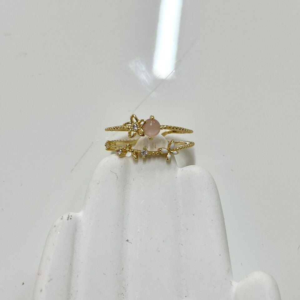 Pembe Taşlı Çiçek Prenses Yüzük