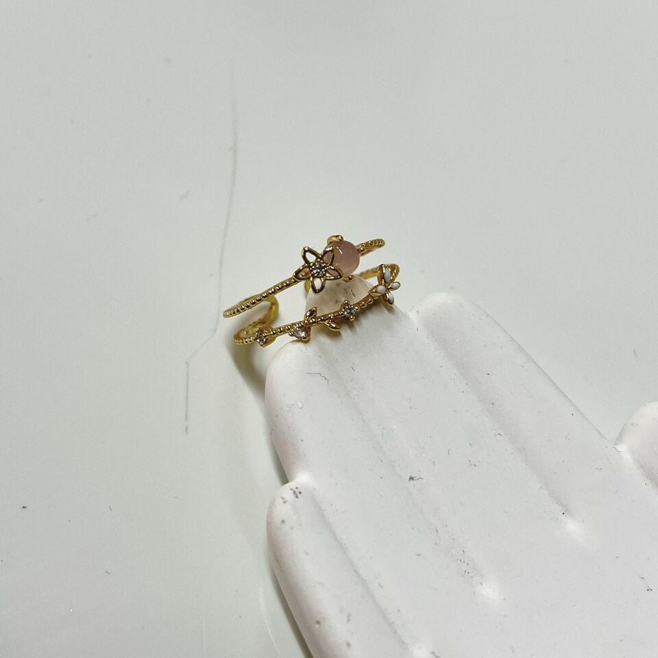 Pembe Taşlı Çiçek Prenses Yüzük