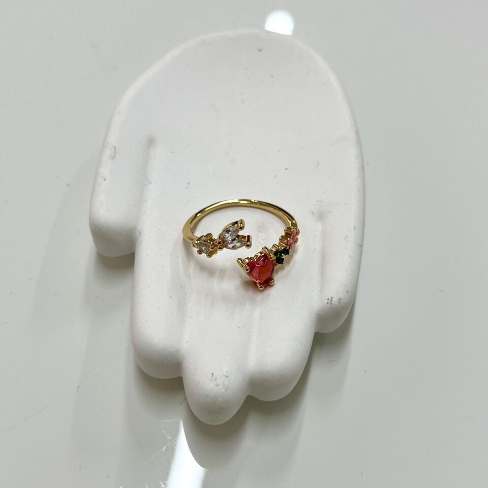 Pembe Kalpli Taşlı Prenses Yüzük