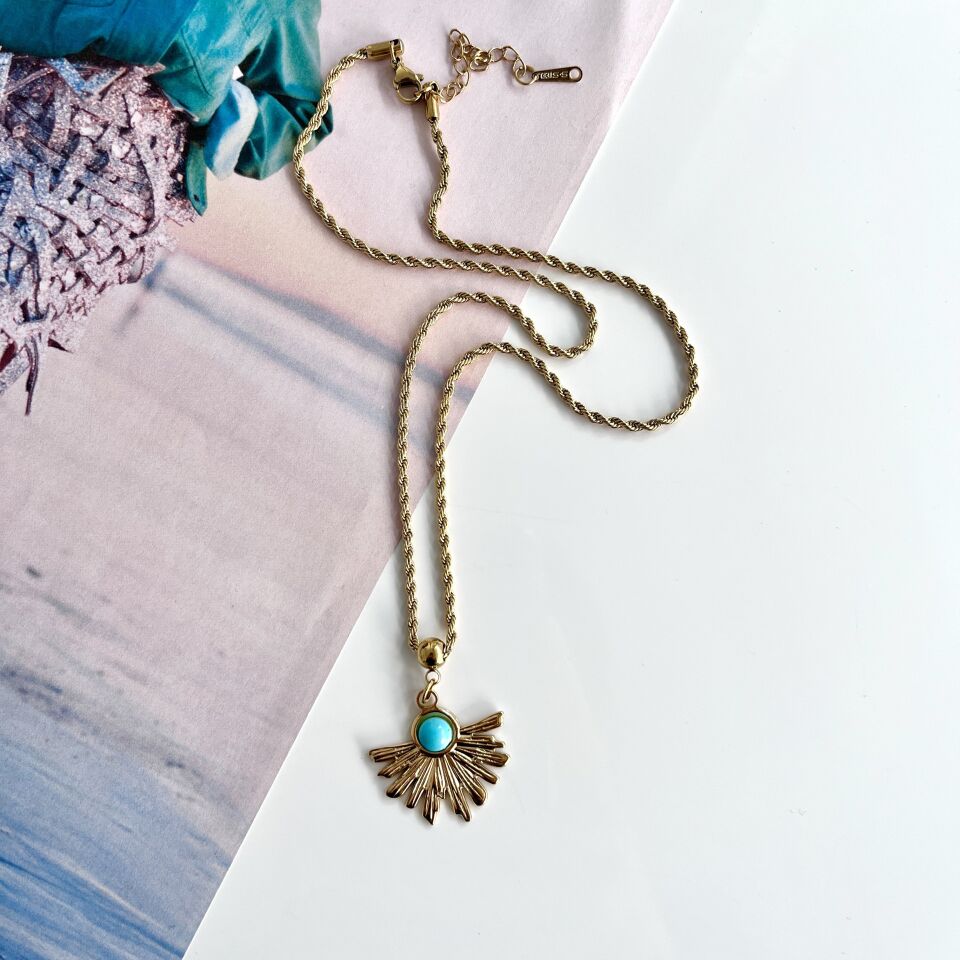 Çelik Turkuaz Taşı Kolye